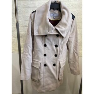 Womens Andrew Marc Hayley Double Breasted Button Front Wool Coat Cream Sz XS